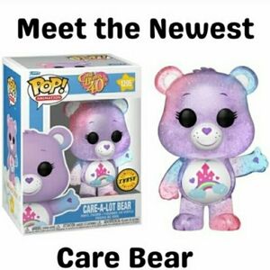 Funko Pop Care Bears 40th Anniversary Care A Lot Bear #1205 CHASE 🎯 NIB RARE